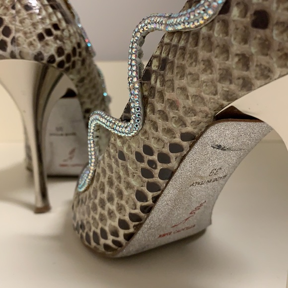 Rene Caovilla python peep toe pump crystals 39 - Picture 5 of 8